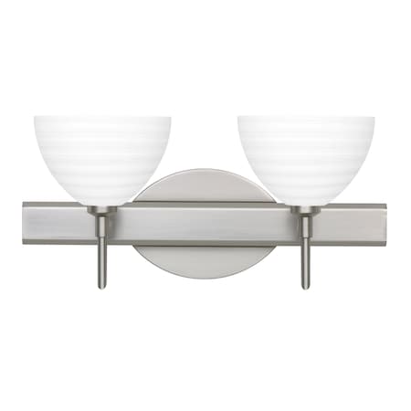 Besa Lighting Brella Vanity, Chalk, Satin Nickel Finish, 2x40W Halogen 2SW-4679KR-SN